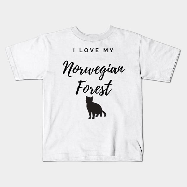 I Love My Norwegian Forest Cat Kids T-Shirt by Koala Station